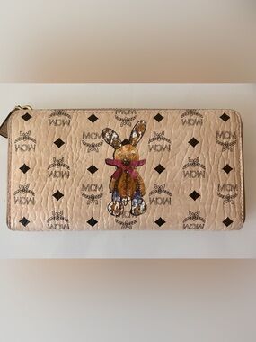 MCM Beige Visetos Bunny Long Wallet LIMITED EDITION, Zip Around
